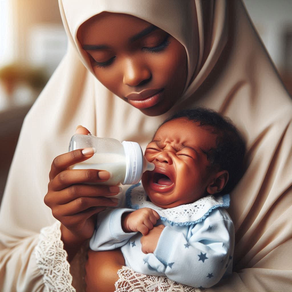 תינוק נפטר משעלת. אישה מחזיקה תינוק בוכה, צילום אילוסטרציה באמצעות בינג: אודי דוד בן דוד