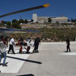 נחיתת המסוק עם הפצוע במרכז הרפואי זיו צילום: דוברות מד''א